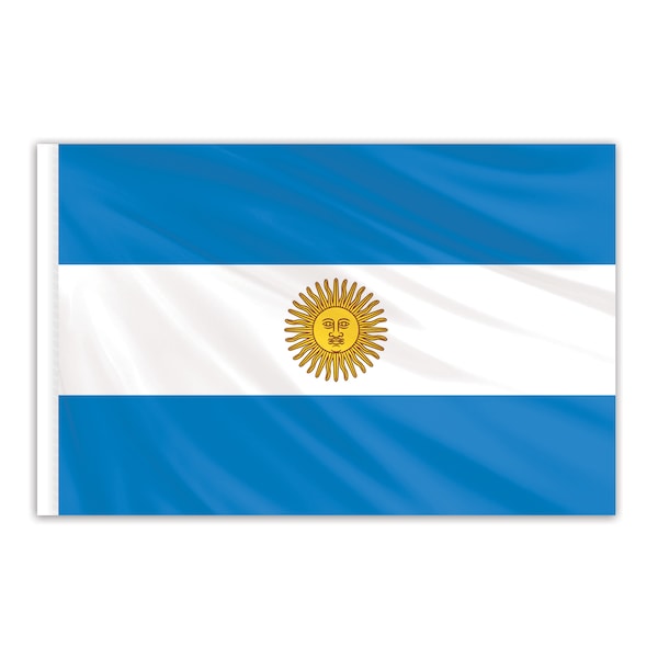 Global Flags Unlimited Argentina Indoor Nylon Flag with Seal 5'x8' with Gold Fringe 201134F
